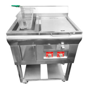 Módulo Cocina Industrial Multiuso Doble Freidora mas Plancha 304 70 X 60 Cm