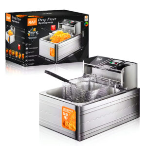 Freidora Electrica 5.5L 2500W de Acero Inoxidable y Cesta para Freir R-5220 RAF