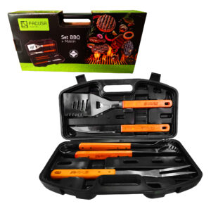 Set De Utensilios Parrillero X 04 Bbq Con Maletín Plastico FACUSA