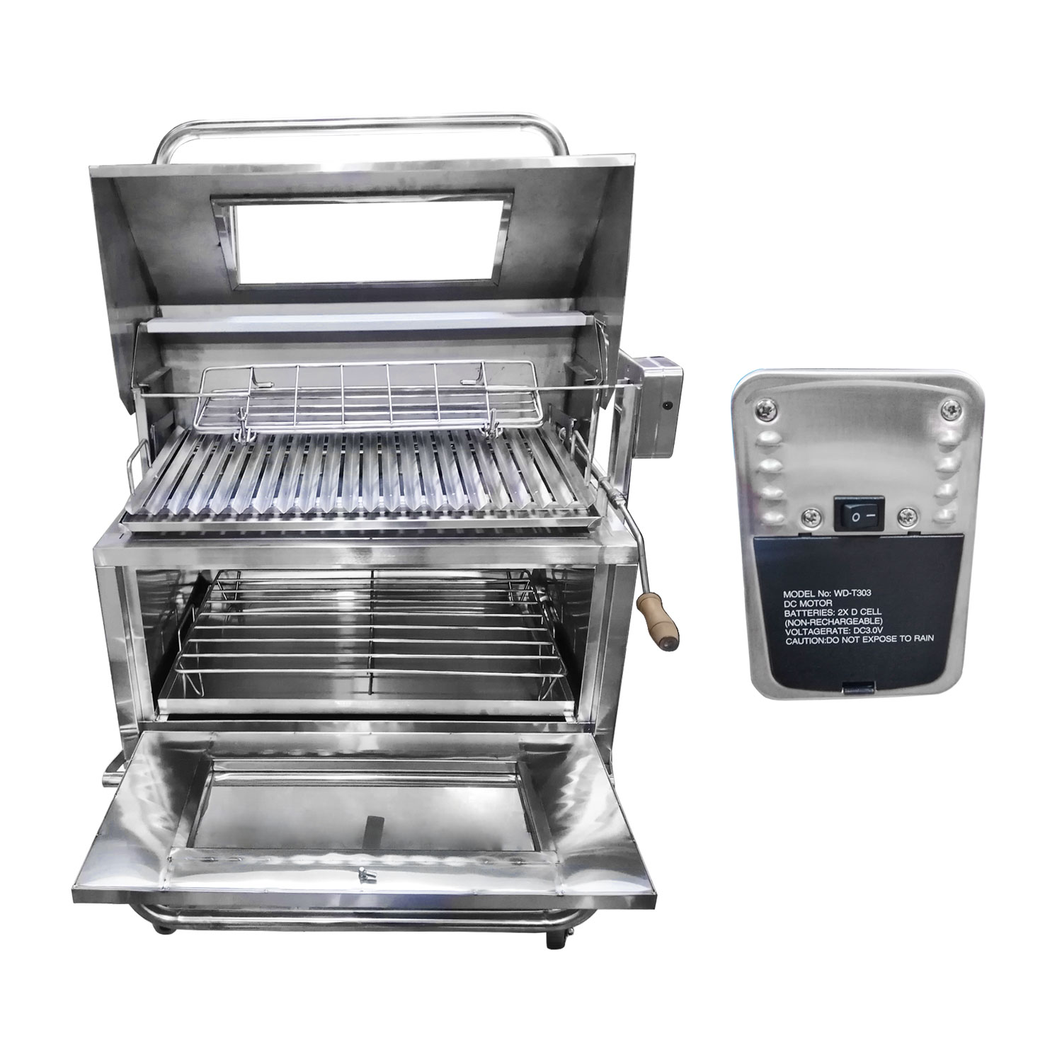 Parrilla de Acero Inoxidable Con Tapa Semiautomático y caja china